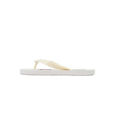Gucci Ivory Rubber Flip Flops with Printed Logo and White GG Hardware 01