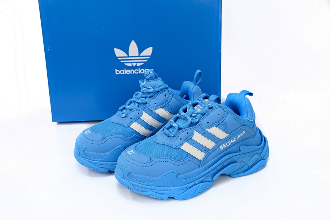 adidas x Balenciaga Triple S Blue And White Bars 712764 W2ZB2 4090 