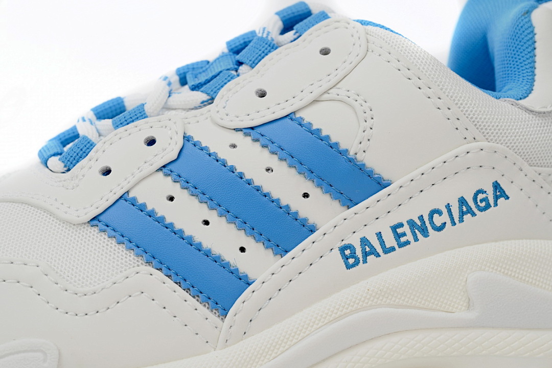 adidas x Balenciaga Triple S White And Blue Bars 712764 W2ZB3 9040 