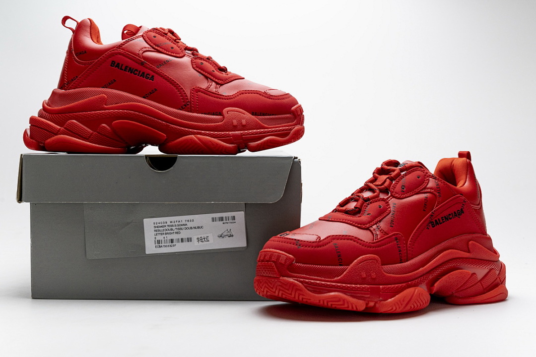 Balenciaga Triple S Letter Bright Red 524039 W2FA1 7632 