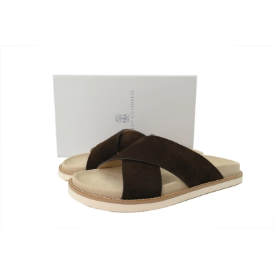  FC God Batch Brunello Cucinelli Suede Slide Sandals Coffee 02