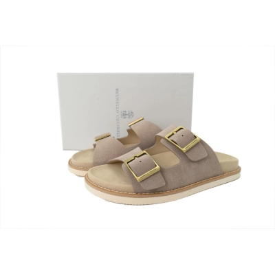 FC God Batch Brunello Cucinelli Suede Slide Sandals Beige 02