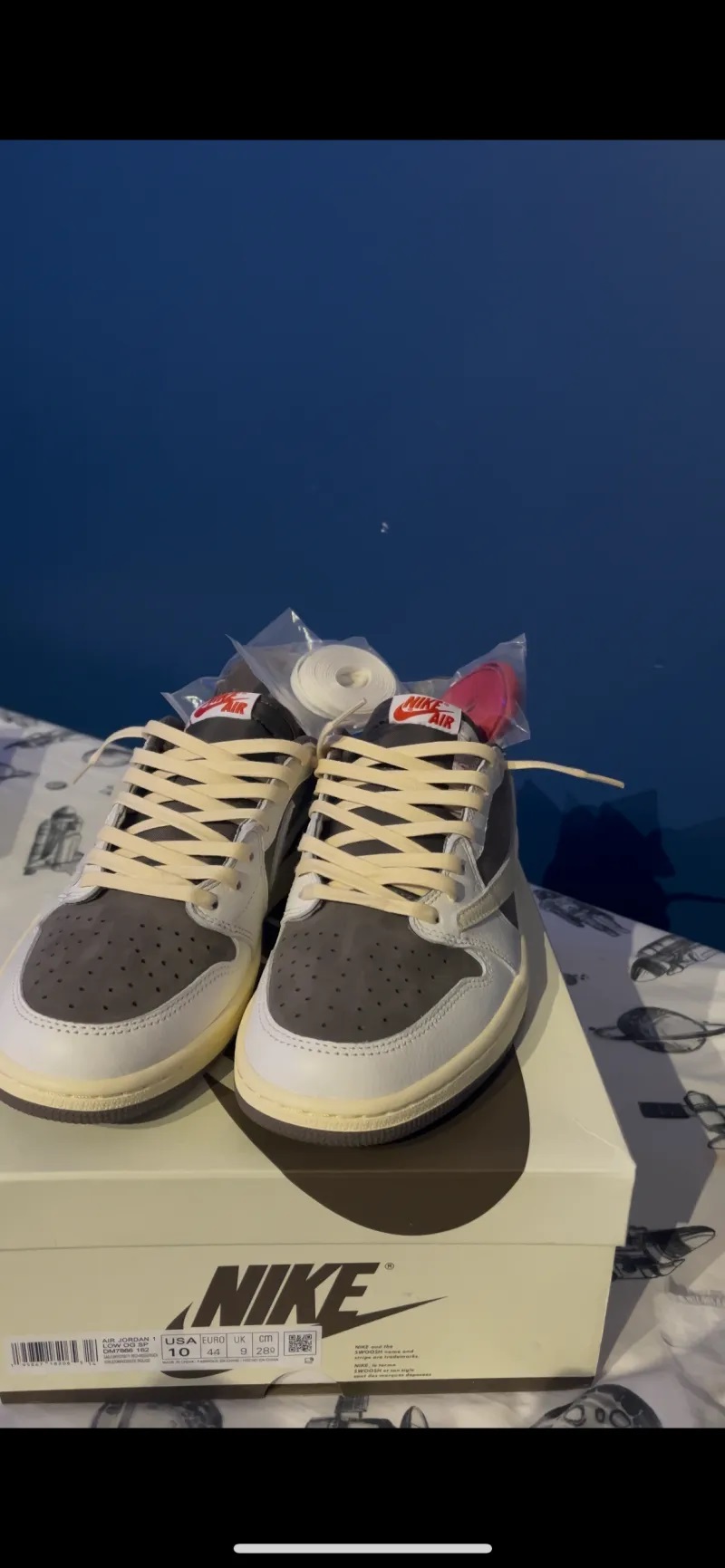 FC God Batch Travis Scott x Air Jordan 1 Low White Brown Barb DM7866-162  review R***P