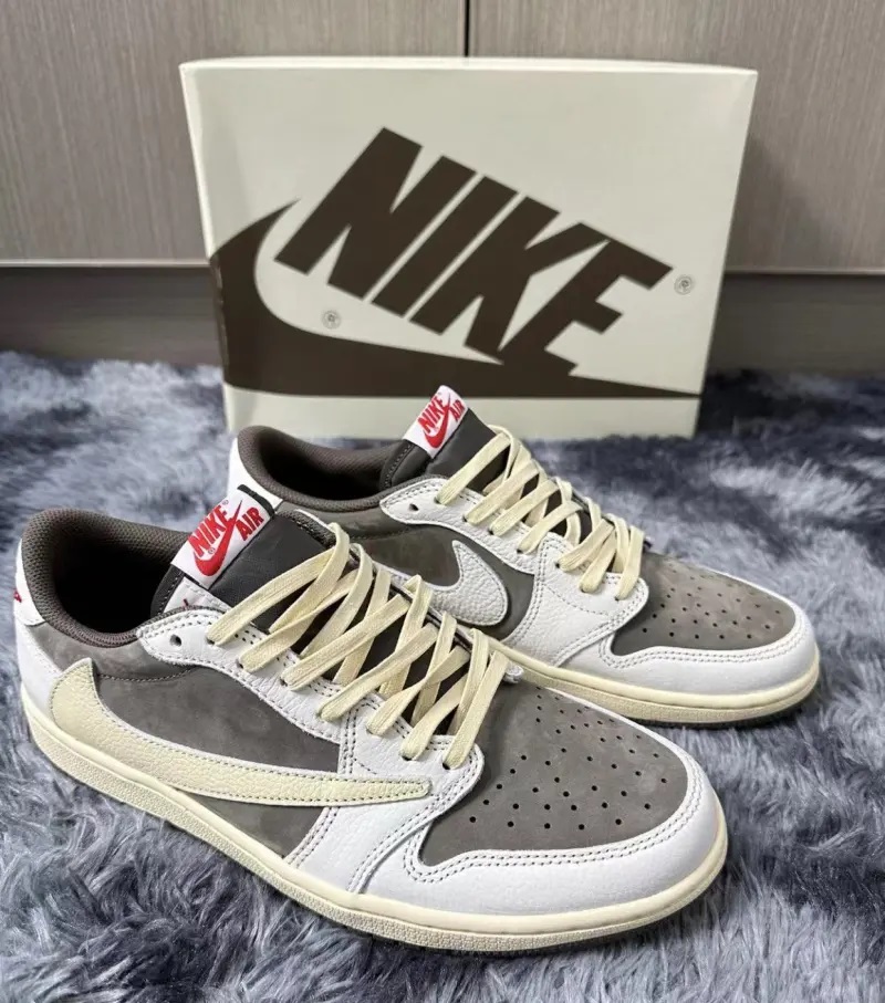 FC God Batch Travis Scott x Air Jordan 1 Low White Brown Barb DM7866-162  review A****A