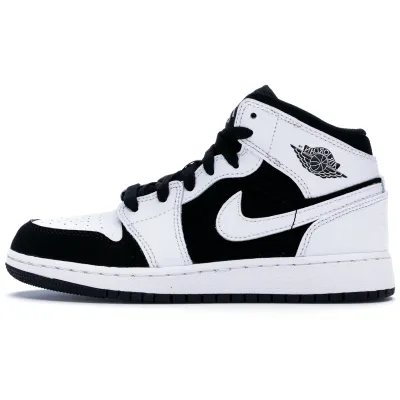  Air Jordan 1 Mid White Black (GS) 554725-113 01