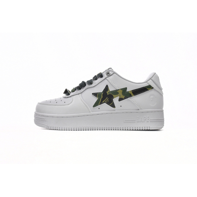 Bstsneaker-{Special Sale} Bapesta A Bathing Ape Bape Sta Low White Green Camouflage 1H20-191-045 01