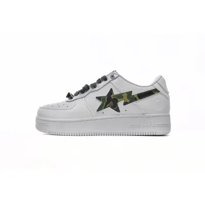 {Special Sale} Bapesta A Bathing Ape Bape Sta Low White Green Camouflage 1H20-191-045 01