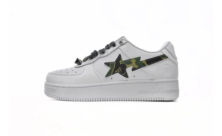 Bstsneaker-{Special Sale} Bapesta A Bathing Ape Bape Sta Low White Green Camouflage 1H20-191-045
