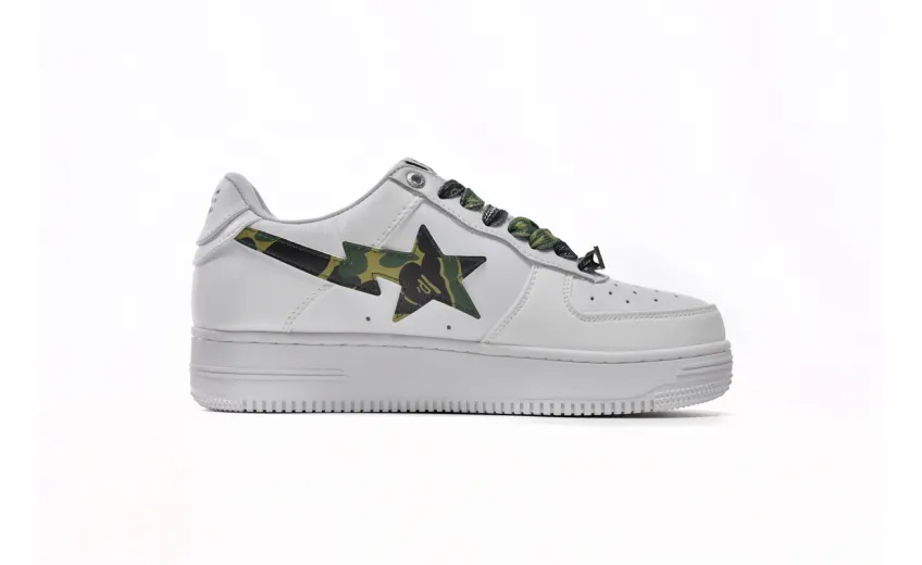 Bstsneaker-{Special Sale} Bapesta A Bathing Ape Bape Sta Low White Green Camouflage 1H20-191-045