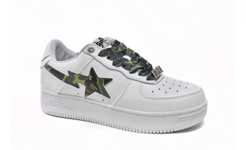 Bstsneaker-{Special Sale} Bapesta A Bathing Ape Bape Sta Low White Green Camouflage 1H20-191-045