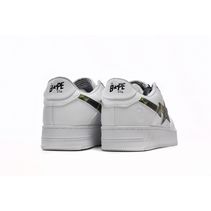 {Special Sale} Bapesta A Bathing Ape Bape Sta Low White Green Camouflage 1H20-191-045