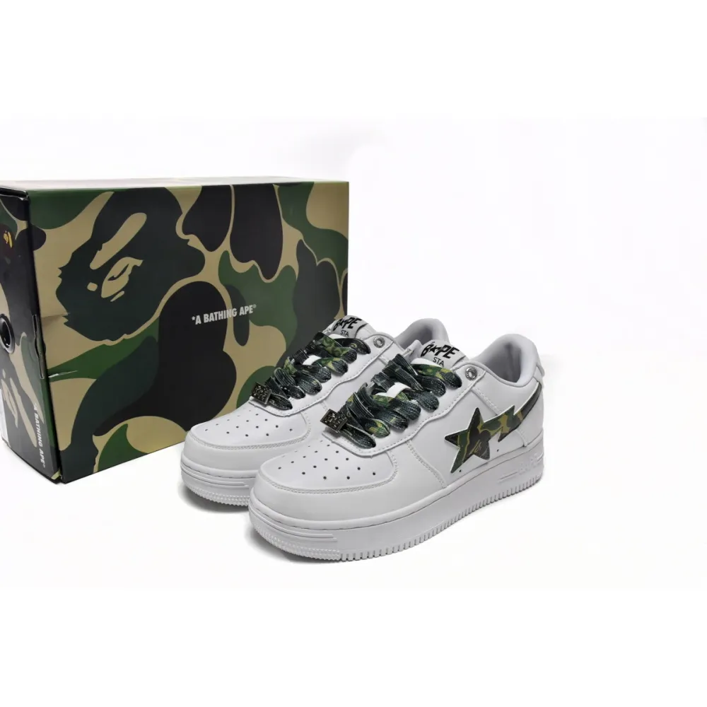 Bstsneaker-{Special Sale} Bapesta A Bathing Ape Bape Sta Low White Green Camouflage 1H20-191-045