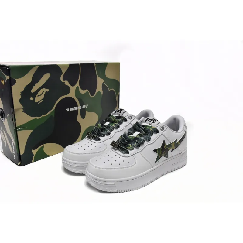 Bstsneaker-{Special Sale} Bapesta A Bathing Ape Bape Sta Low White Green Camouflage 1H20-191-045