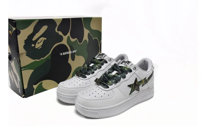 Bstsneaker-{Special Sale} Bapesta A Bathing Ape Bape Sta Low White Green Camouflage 1H20-191-045