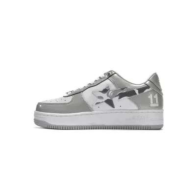 {Special Sale} Bapesta A Bathing Ape Bape Sta Low White Grey Mirror Surface 01