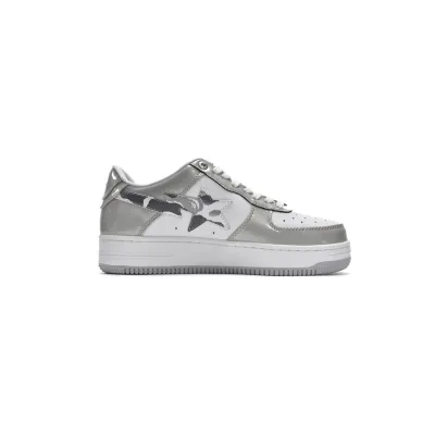 {Special Sale} Bapesta A Bathing Ape Bape Sta Low White Grey Mirror Surface 02
