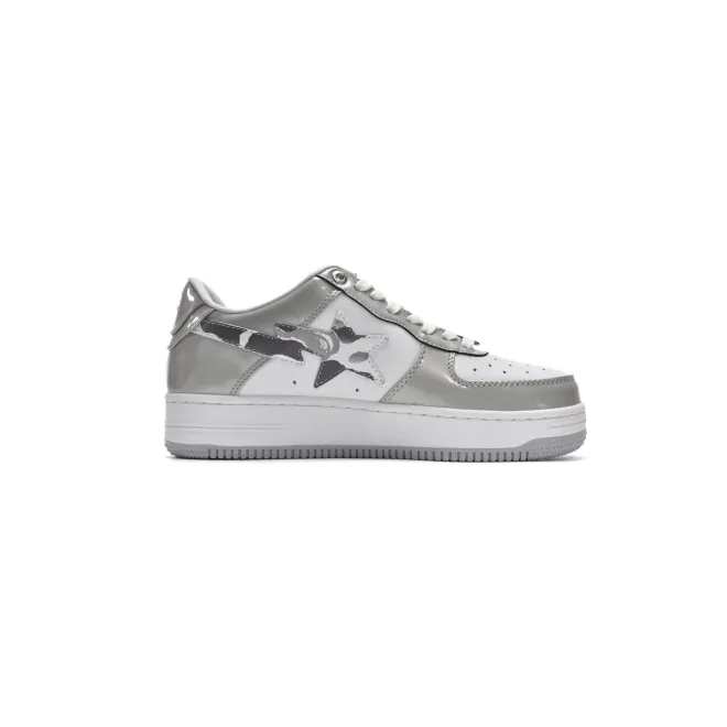 Bstsneaker-{Special Sale} Bapesta A Bathing Ape Bape Sta Low White Grey Mirror Surface