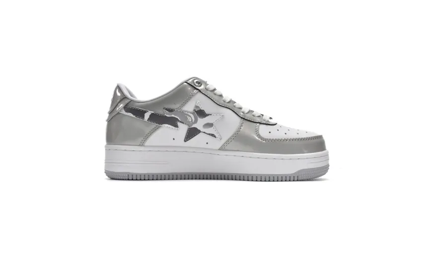 Bstsneaker-{Special Sale} Bapesta A Bathing Ape Bape Sta Low White Grey Mirror Surface