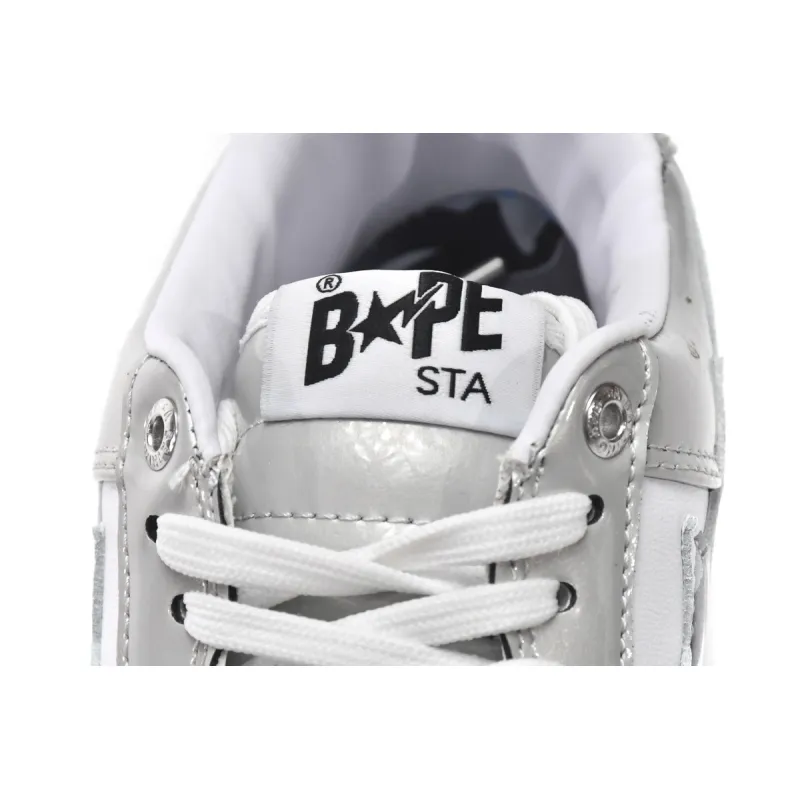 Bstsneaker-{Special Sale} Bapesta A Bathing Ape Bape Sta Low White Grey Mirror Surface