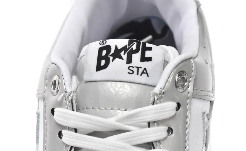 Bstsneaker-{Special Sale} Bapesta A Bathing Ape Bape Sta Low White Grey Mirror Surface