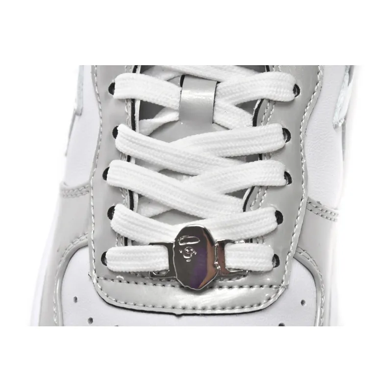 Bstsneaker-{Special Sale} Bapesta A Bathing Ape Bape Sta Low White Grey Mirror Surface