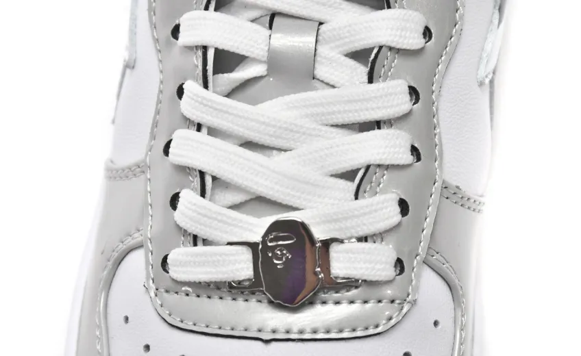 Bstsneaker-{Special Sale} Bapesta A Bathing Ape Bape Sta Low White Grey Mirror Surface