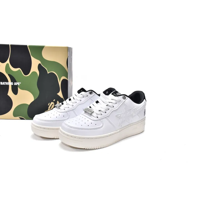 Bstsneaker-{Special Sale} Bapesta Bathing Ape Bape Sta Low White Black 1H70-191-022