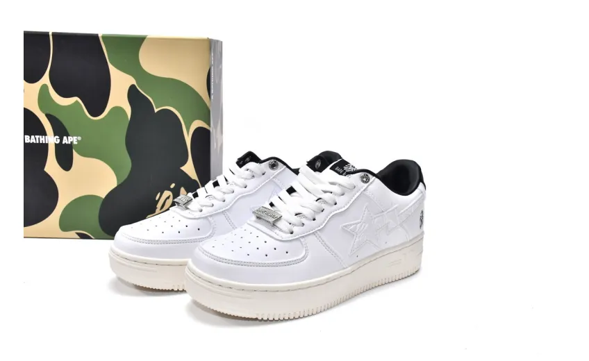 Bstsneaker-{Special Sale} Bapesta Bathing Ape Bape Sta Low White Black 1H70-191-022