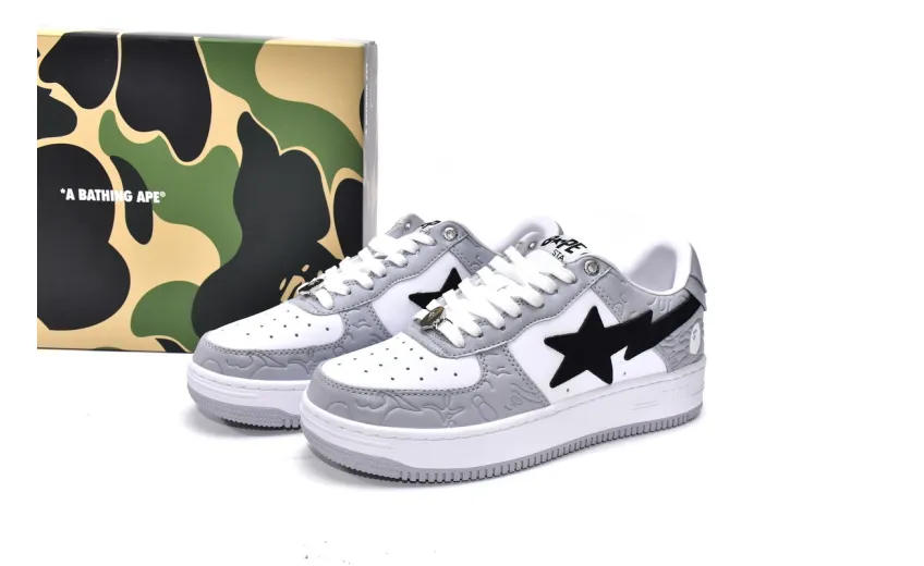 Bstsneaker-{Special Sale} Bapesta Bathing Ape Bape Sta Low White Grey 1H70-191-002