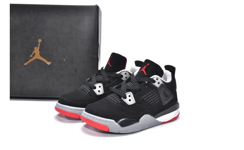 Bstsneaker-Air Jordan 4 Retro PS Bred BQ7660-060 (Kids Shoes) 