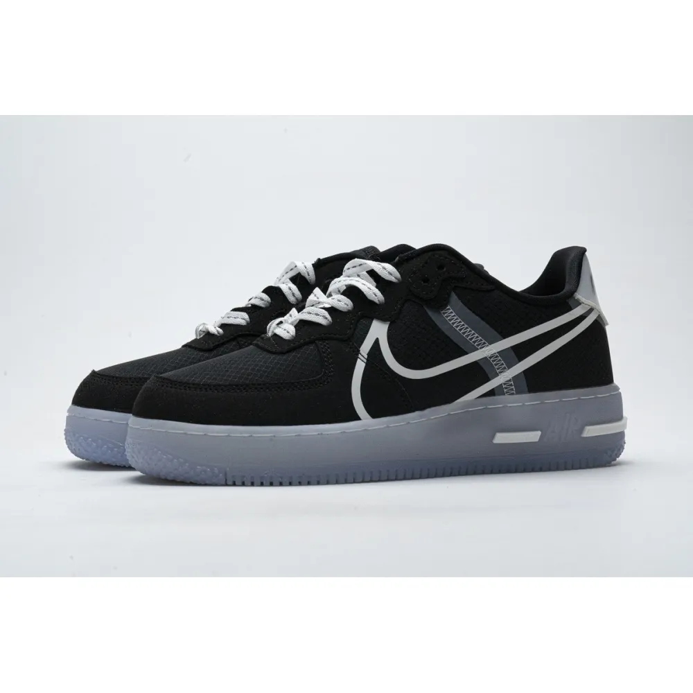  Nike Air Force 1 React Black White Rush Ice CQ8879-103 