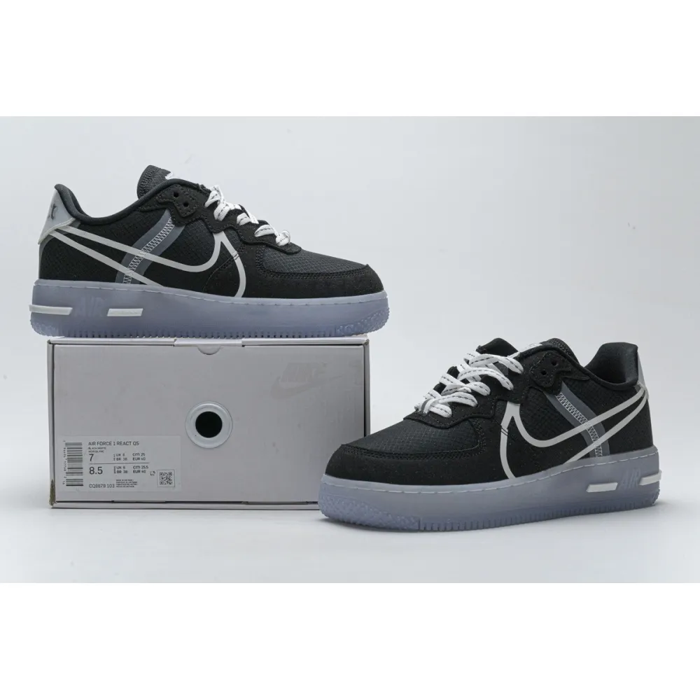  Nike Air Force 1 React Black White Rush Ice CQ8879-103 