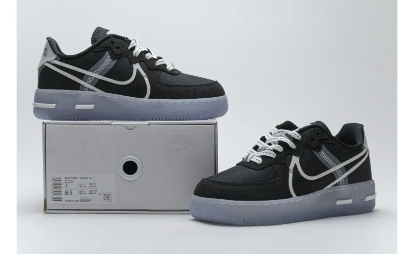  Nike Air Force 1 React Black White Rush Ice CQ8879-103 