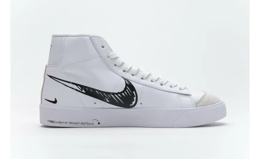 Bstsneaker- Nike Blazer Mid 77 Sketch White Black CW7580-101 
