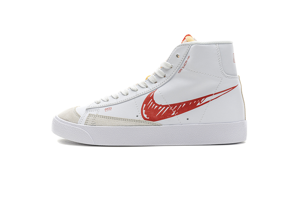 Bstsneaker- Nike Blazer Mid 77 Sketch White Red CW7580-100 