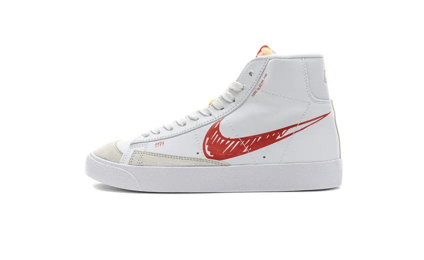 Bstsneaker- Nike Blazer Mid 77 Sketch White Red CW7580-100 