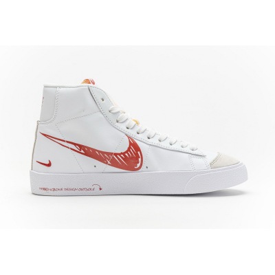 Budget Quality Nike Blazer Mid 77 Sketch White Red CW7580-100 (Budget Batch)