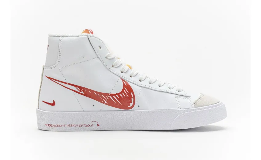 Bstsneaker- Nike Blazer Mid 77 Sketch White Red CW7580-100 