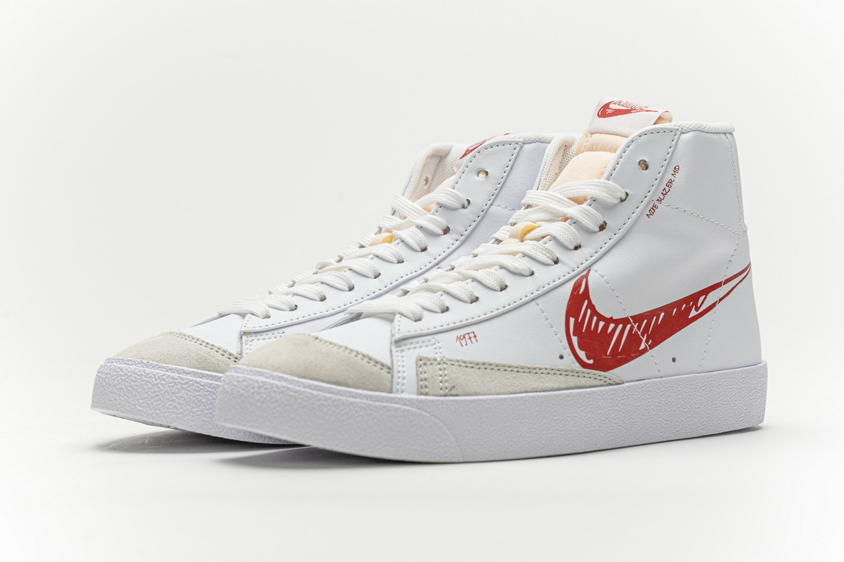 Bstsneaker- Nike Blazer Mid 77 Sketch White Red CW7580-100 