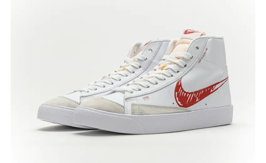 Bstsneaker- Nike Blazer Mid 77 Sketch White Red CW7580-100 