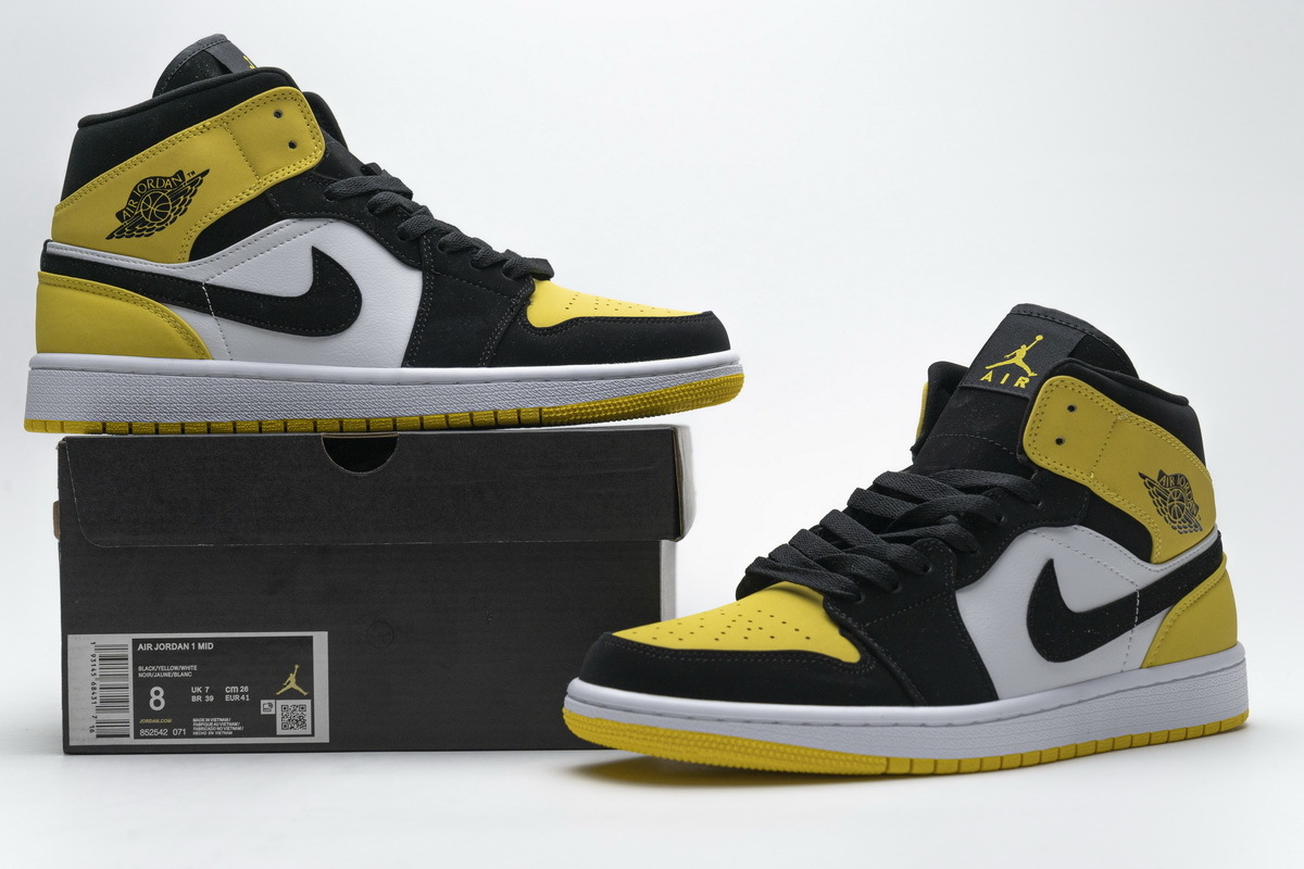 Bstsneaker- Air Air Jordan 1 Mid Yellow Toe Black 852542-071 