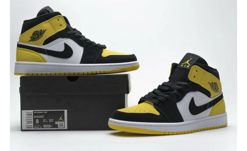 Bstsneaker- Air Air Jordan 1 Mid Yellow Toe Black 852542-071 