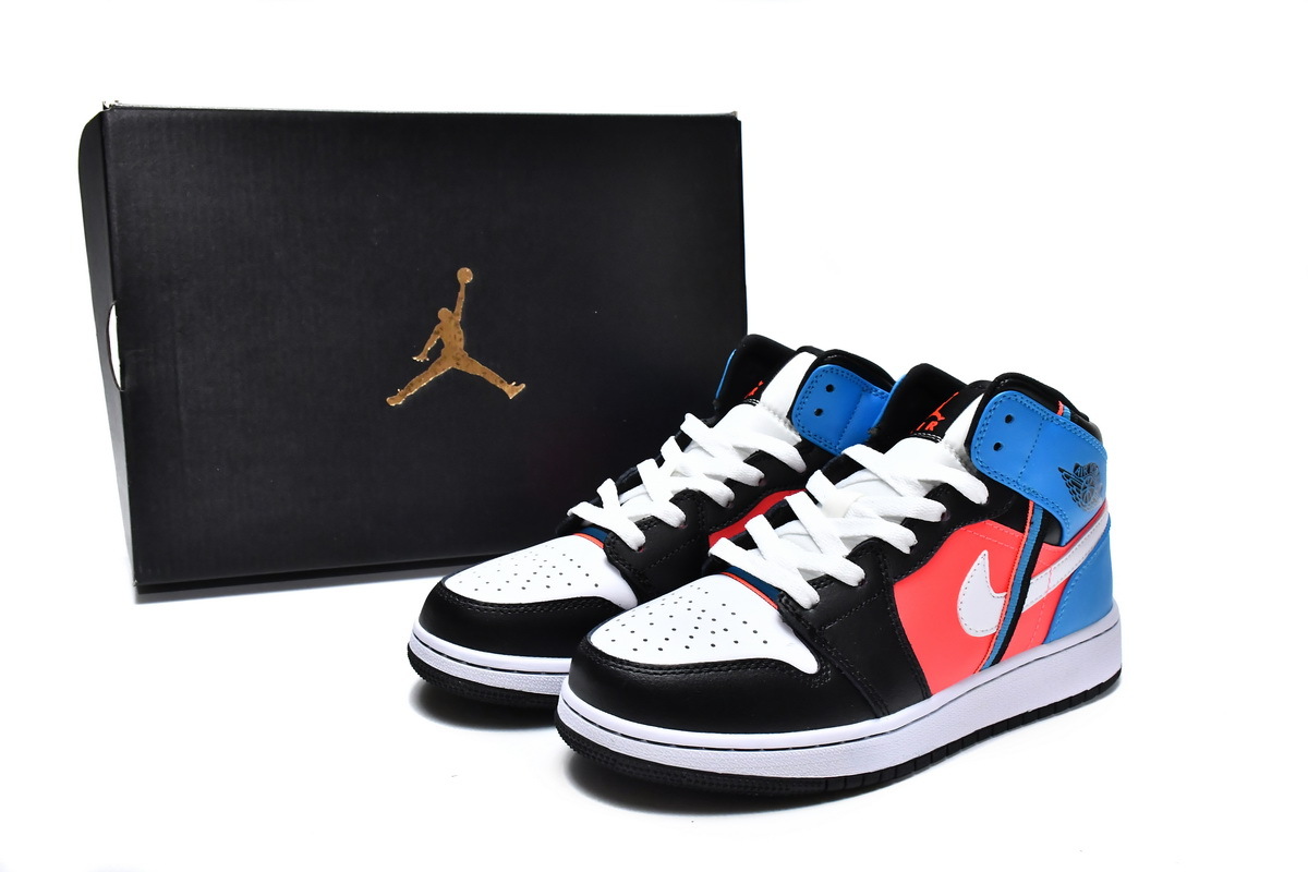 Bstsneaker- Air Jordan 1 Mid Tri Color Ribbons (GS) CV4891-001 