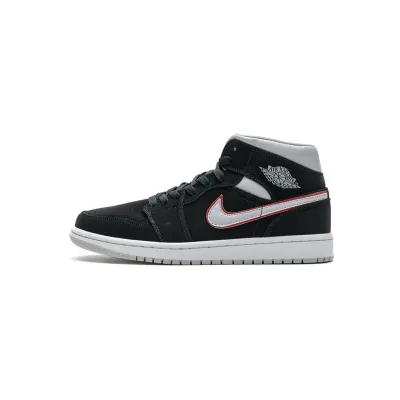 Bstsneaker- Air Jordan 1 Mid Black Particle Grey Gym Red 554724-060  01