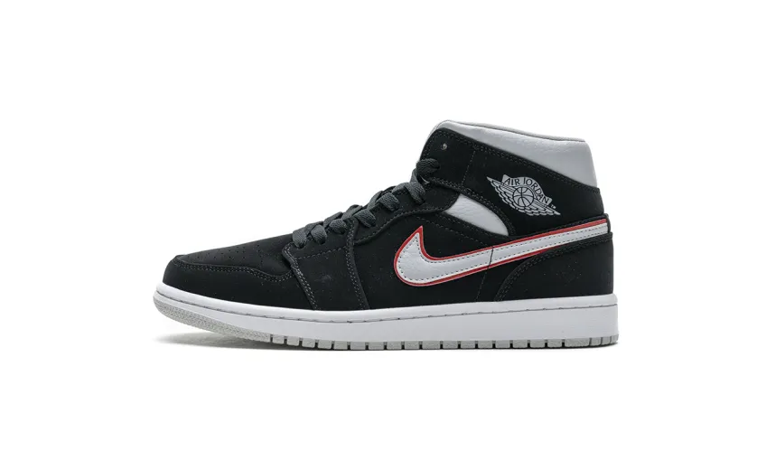 Bstsneaker- Air Jordan 1 Mid Black Particle Grey Gym Red 554724-060 