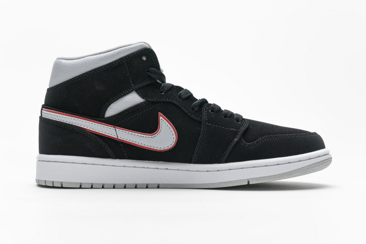 Bstsneaker- Air Jordan 1 Mid Black Particle Grey Gym Red 554724-060 