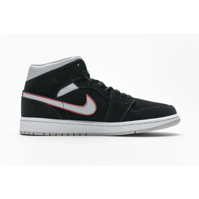Bstsneaker- Air Jordan 1 Mid Black Particle Grey Gym Red 554724-060 