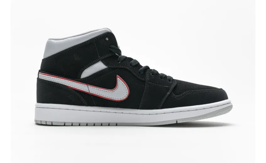 Bstsneaker- Air Jordan 1 Mid Black Particle Grey Gym Red 554724-060 