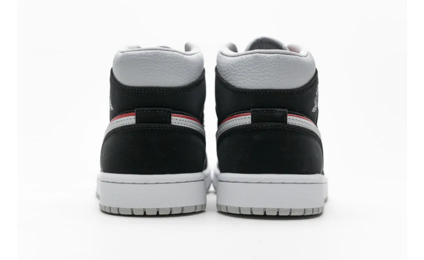 Bstsneaker- Air Jordan 1 Mid Black Particle Grey Gym Red 554724-060 
