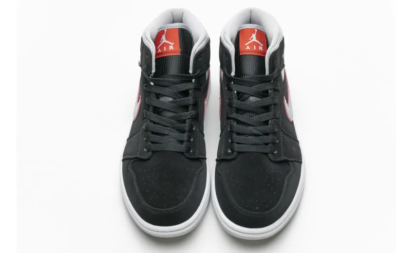 Bstsneaker- Air Jordan 1 Mid Black Particle Grey Gym Red 554724-060 